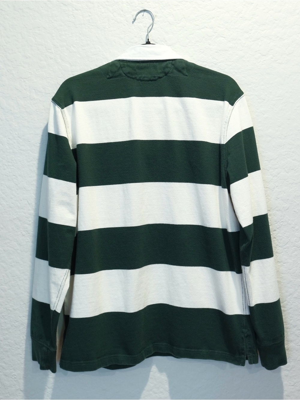 Polo Ralph Lauren Rugby Shirt Men L Green White Embroidered Crest Sailing Preppy - Picture 2 of 11